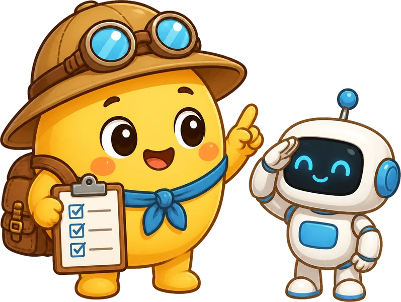 啟思探長拿著檢查清單，奇奇向他敬禮